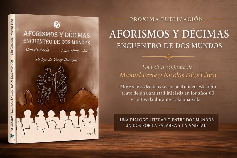 Portada de la próxima publicación Aforismos y décimas. Encuentro de dos mundos, obra de Manuel Feria y Nicolás Díaz Chico