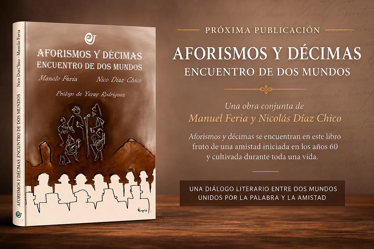 Portada de la próxima publicación Aforismos y décimas. Encuentro de dos mundos, obra de Manuel Feria y Nicolás Díaz Chico