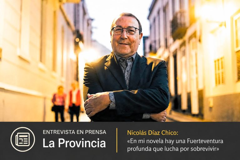 Nicolás Díaz Chico durante una entrevista para el diario La Provincia con motivo de la publicación de la novela Carmen Tequila: La Ola de Lobos.